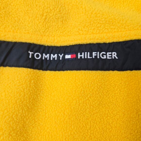 Y2k Tommy Hilfiger Jeans Yellow Jacket Colorblock Fleece Mixed Media size Large - Picture 11 of 16